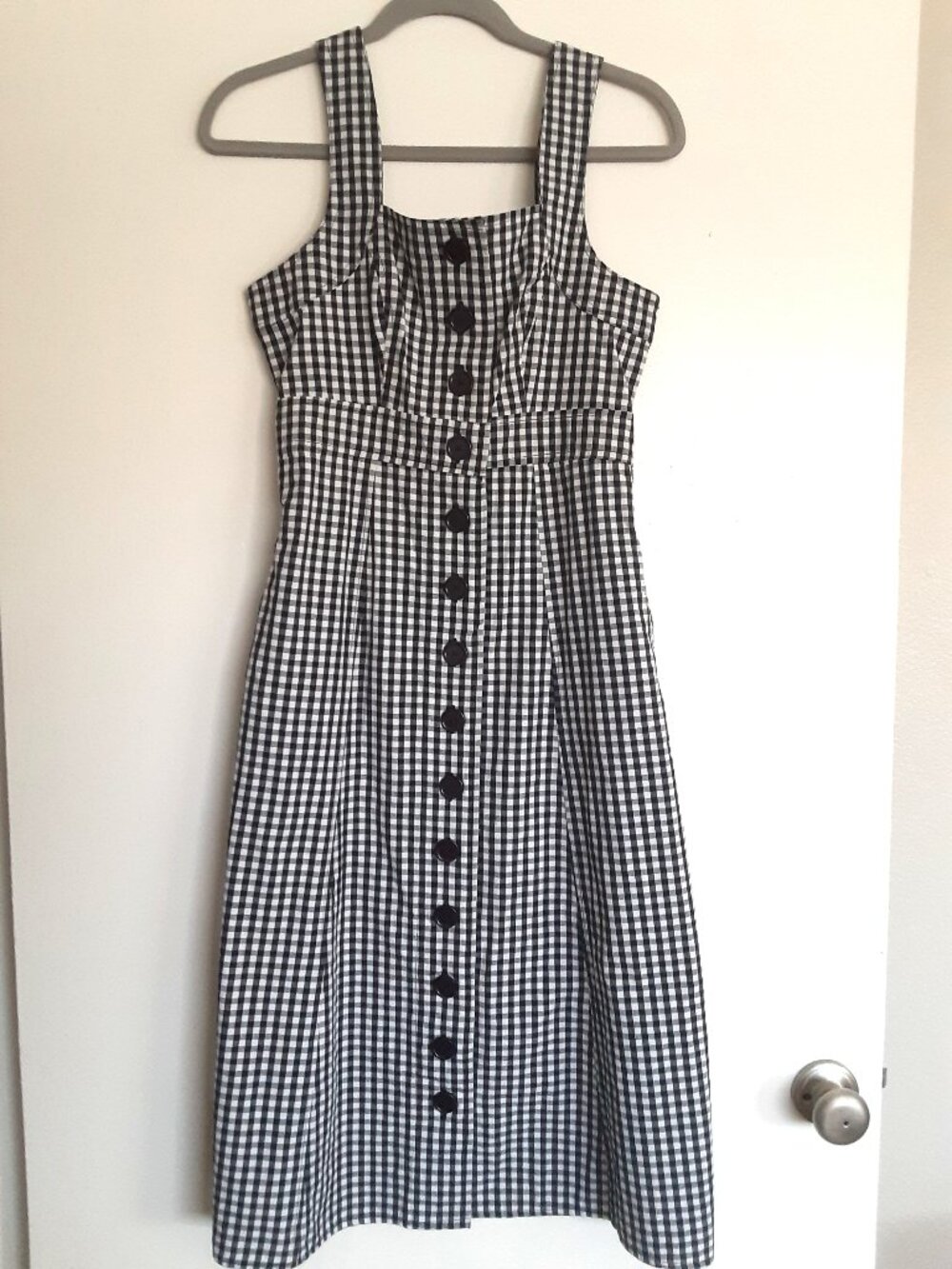 Bohme Gingham Midi-Dress | Black & White | Size Small